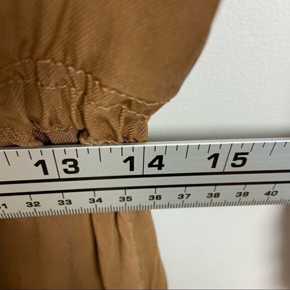 Reiss Zipper Shirt Dress Brown Long Sleeve Sylvie Size 4 Midi Brown Utility Boho - Picture 13 of 14